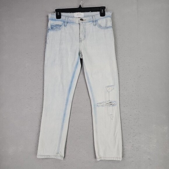 Current/Elliott The Cropped Straight Jeans Womens 25 Channon Destroy Made In USA - Picture 1 of 12